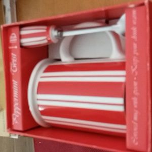 Christmas Peppermint Twist Covered Mug With Spoon